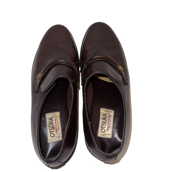 Otsuka Loafers Leather Slip On Dress Shoes Three Wise Made in Japan Sz 26 / US 8